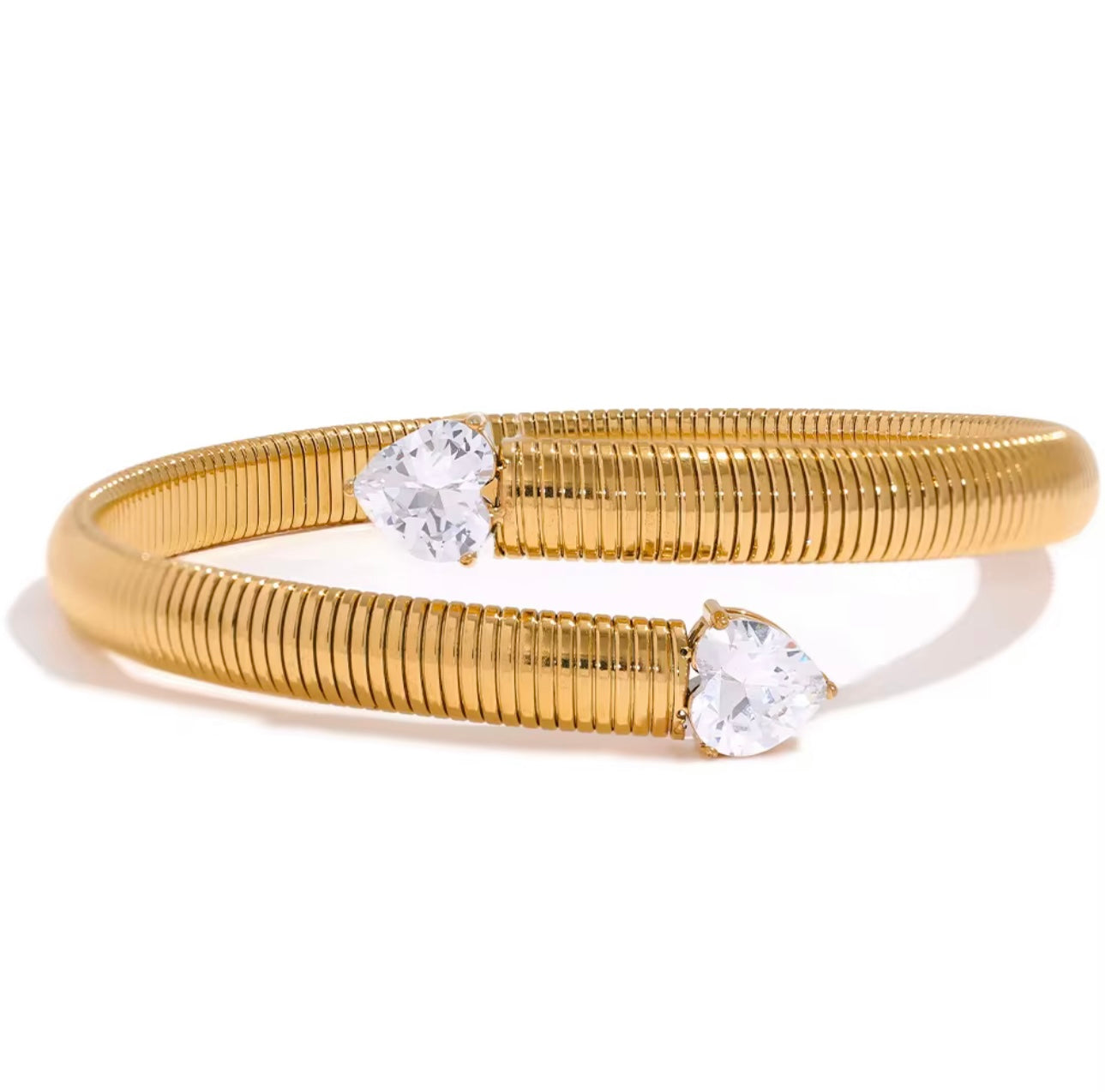 VENUS- 9 mm Stainless Steel, double heart bracelet