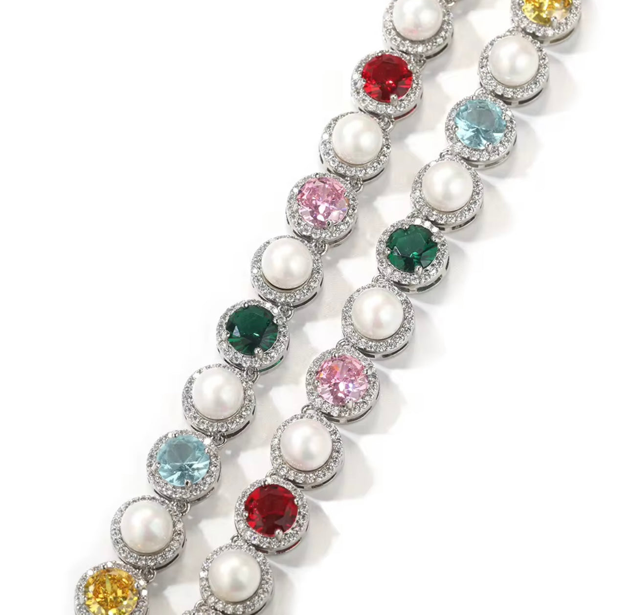 PEARLY GEMSTONE - 10 mm Mixed stone necklace