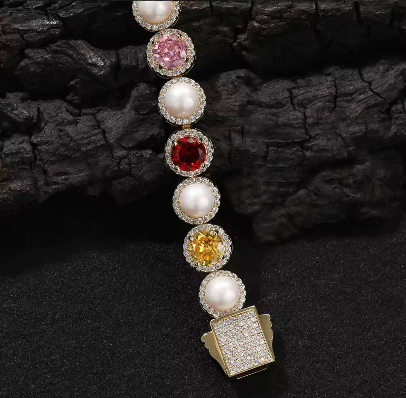PEARLY GEMSTONE - 10 mm Mixed stone necklace
