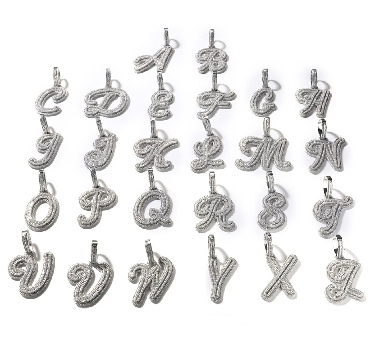 BIGS- 7.2 cm Baguette style single letter pendant