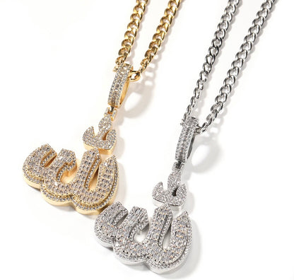 SYMBOL- 7.2 cm Icy Arabic symbol pendant