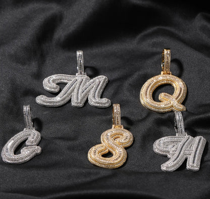 BIGS- 7.2 cm Baguette style single letter pendant