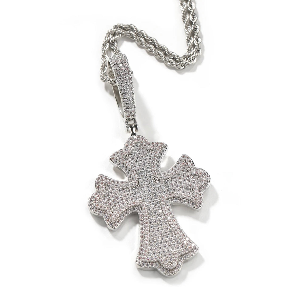 CROSSBRED- 8.4 cm Icy cross pendant