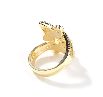 SEEING DOUBLE- 4.6 mm Baguette open double butterlfy ring