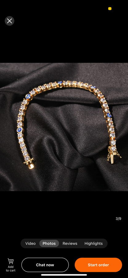 POUND- 4 mm round stone evil eye anklet
