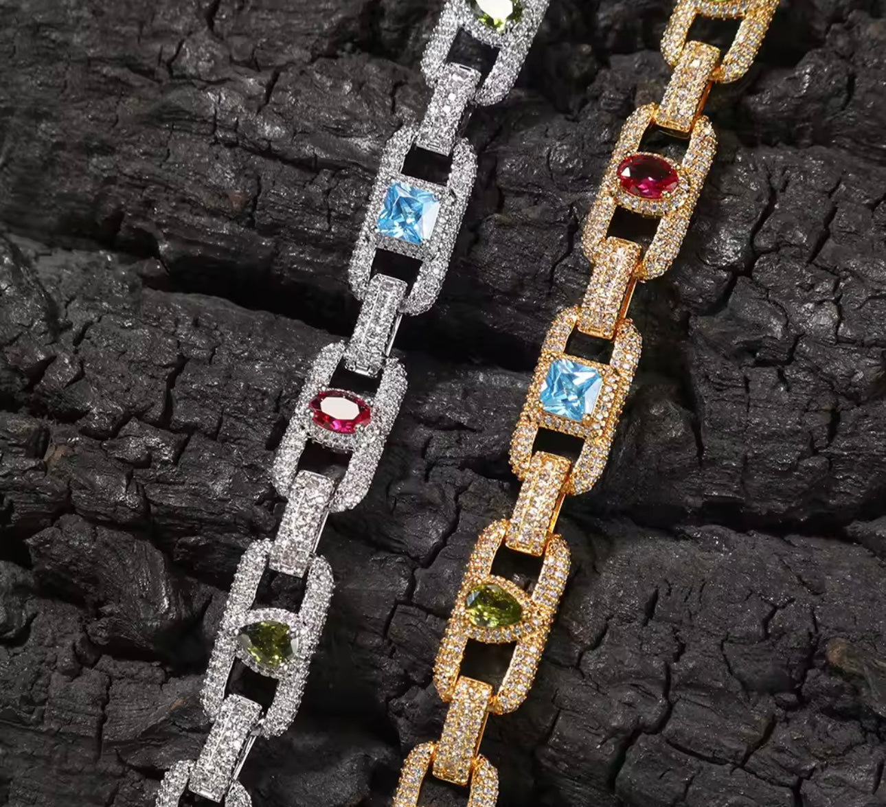 FIRE & ICE BRACELET- 11 mm Icy Gemstone bracelet