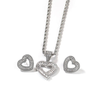 MATCHY-MATCHY- 3.3 cm Heart pendant & earrings set