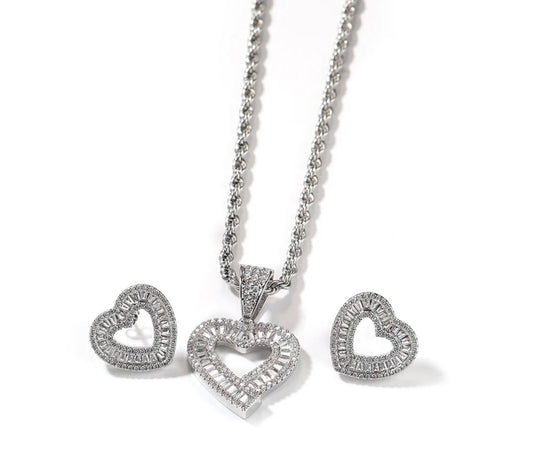 MATCHY-MATCHY- 3.3 cm Heart pendant & earrings set