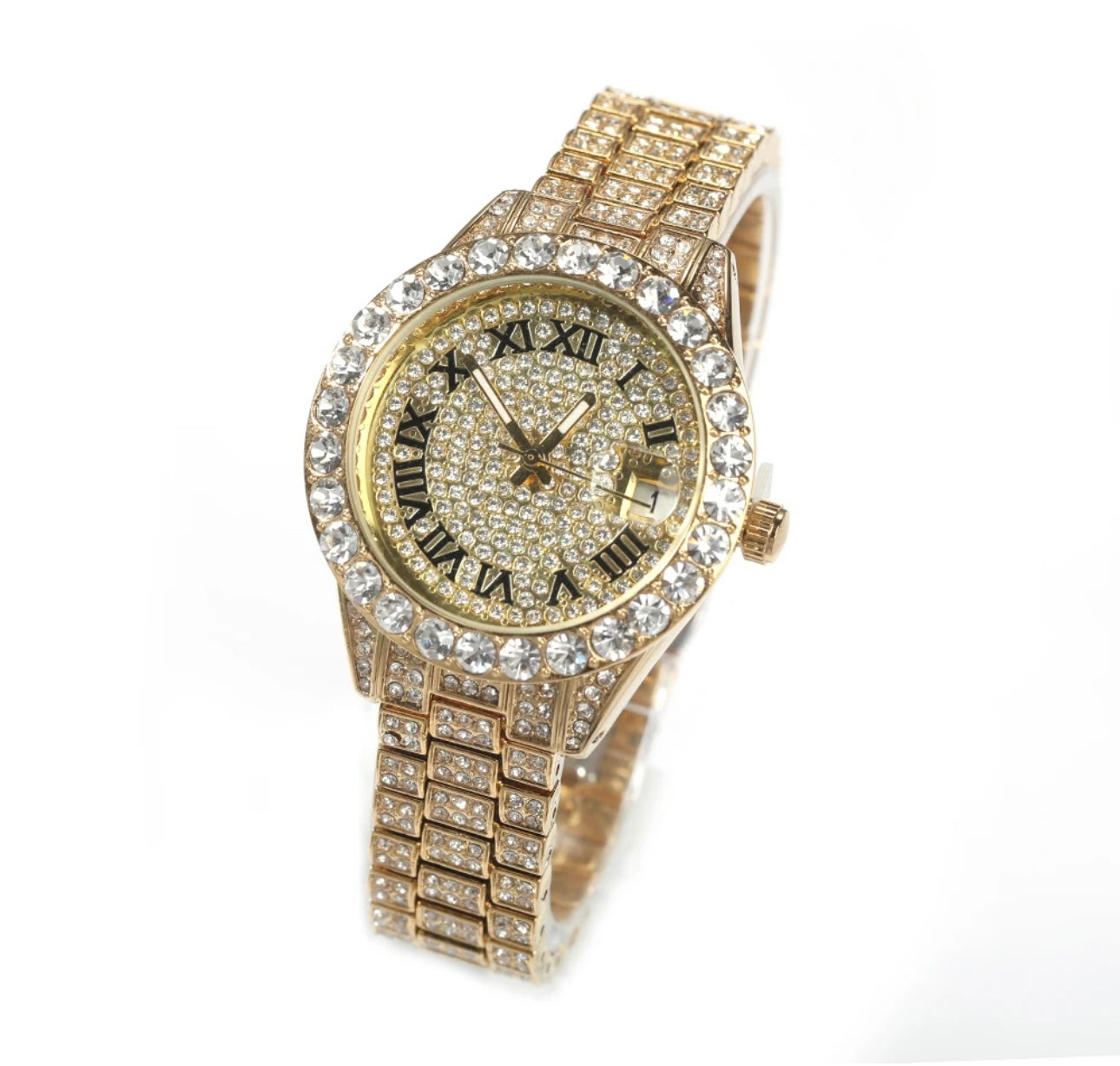 PRINCE$$ CUT- 3.5 cm Icy roman numeral dial, quartz watch