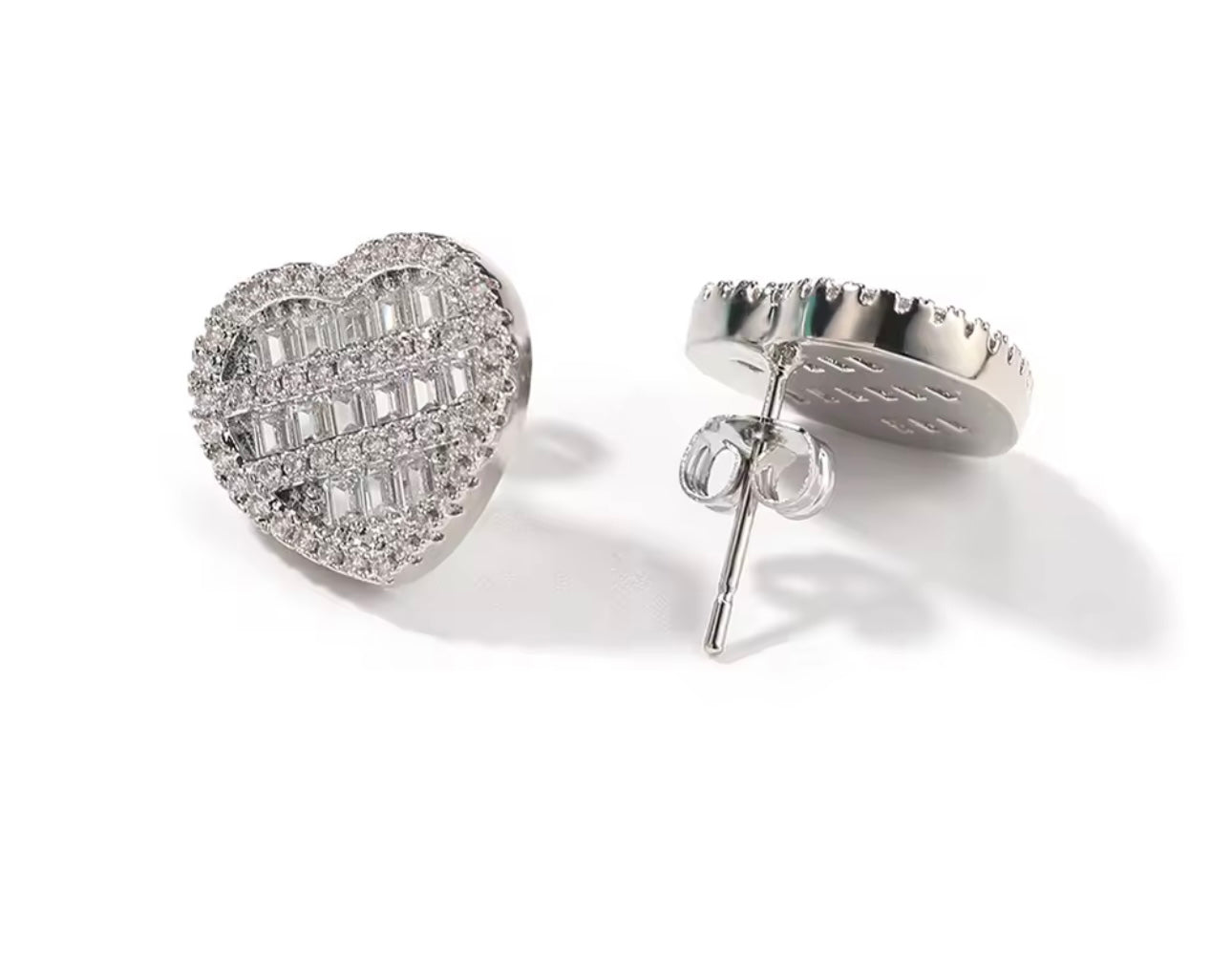 HEART STOPPER- 14 mm Heart shaped Baguette stud earrings