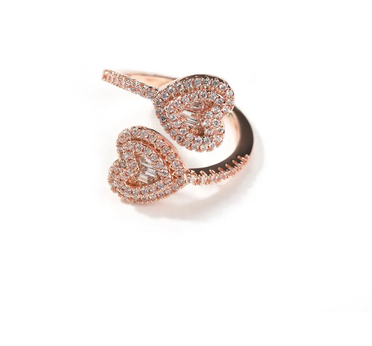 HEART EYEYS- 10 mm Double heart, adjustable ring