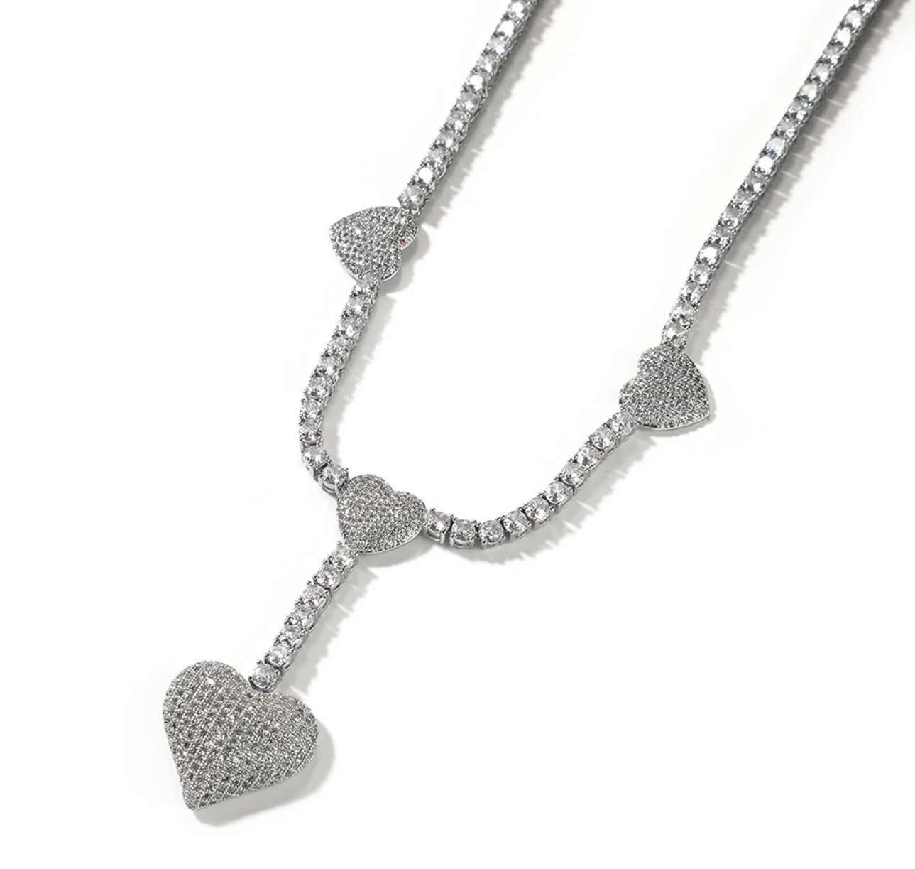 REMY MA- 4 mm micro paved heart tennis chain