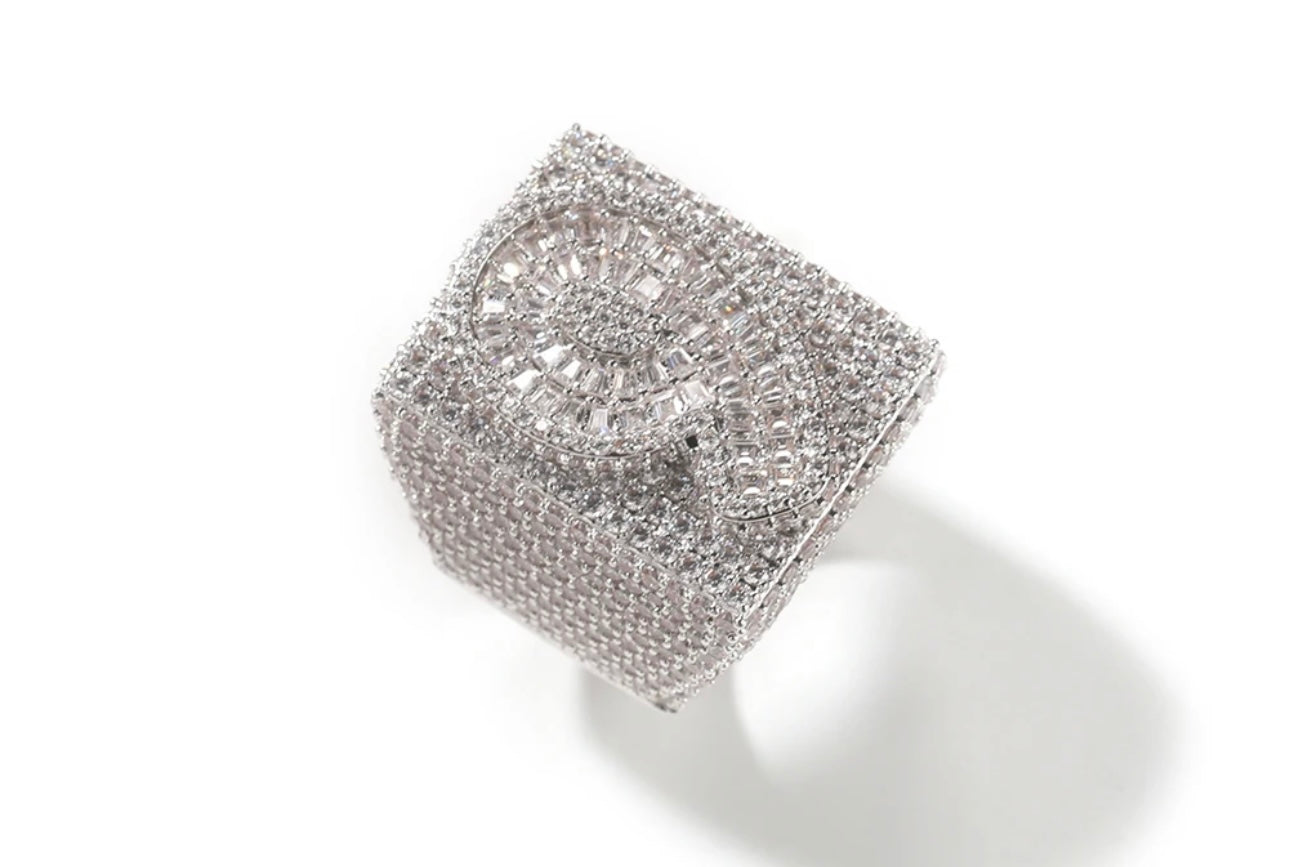 MOIS NUGGET- 925 Sterling Silver Moissanite 26 mm 3D letter/number ring
