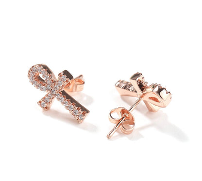 ANKH- 15 mm Icy Ankh stud earrings