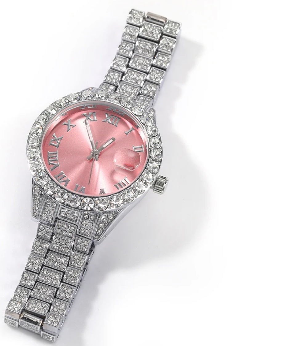 PRINCE$$ CUT- 3.5 cm Icy roman numeral dial, quartz watch