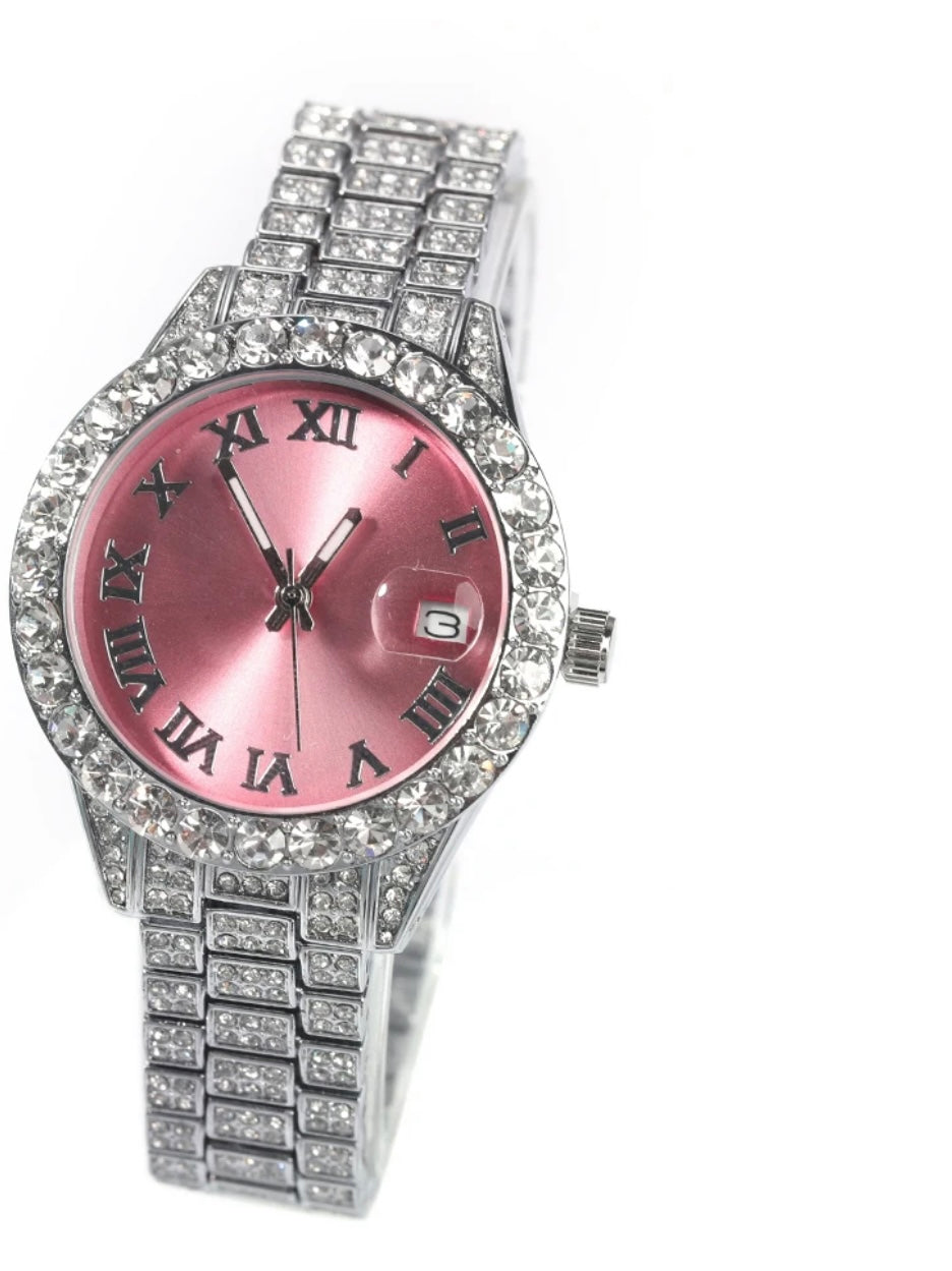 PRINCE$$ CUT- 3.5 cm Icy roman numeral dial, quartz watch