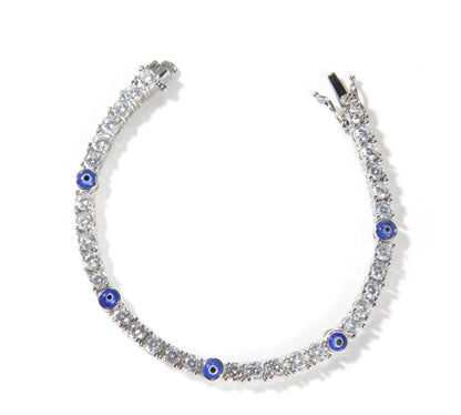 POUND- 4 mm round stone evil eye anklet