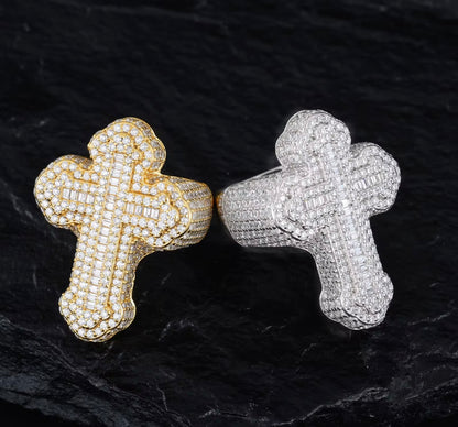 RELIGIOUS- 27 mm 925 Sterling Silver Moissanite cross shaped ring