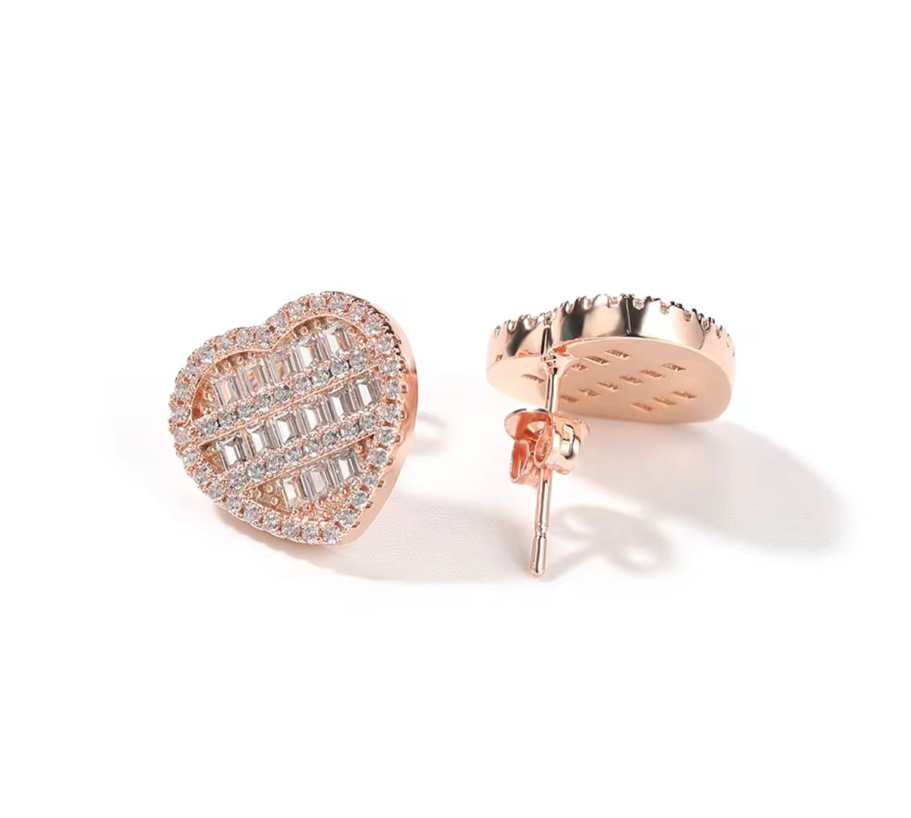 HEART STOPPER- 14 mm Heart shaped Baguette stud earrings