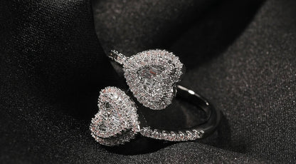 HEART EYEYS- 10 mm Double heart, adjustable ring