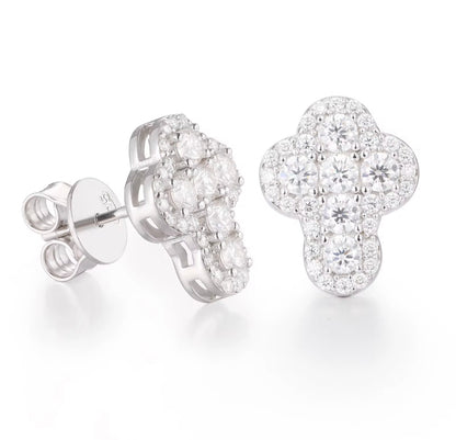 CROSS- 925 Sterling silver cross shaped Moissanite stud earrings