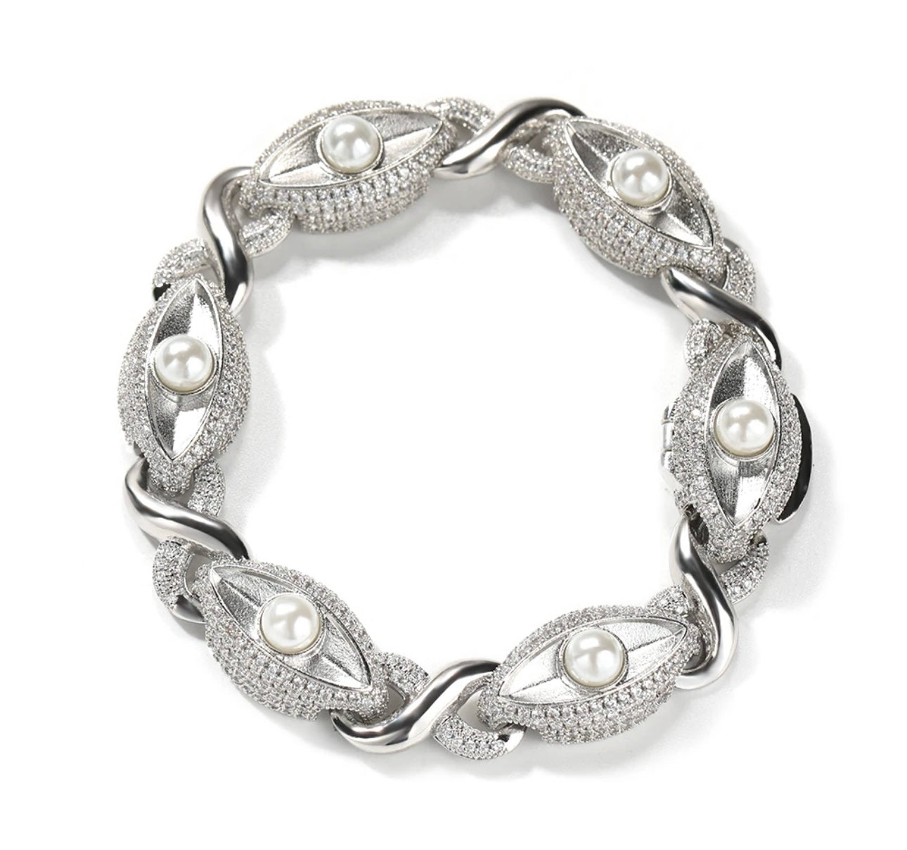 OYSTER BRACELET- 13  mm Pearl eye chain