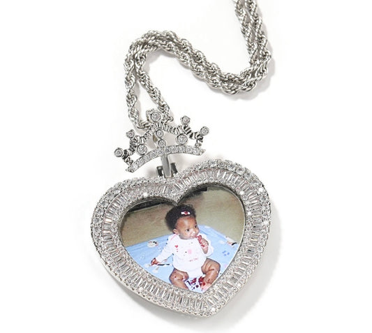 FOREVER RELOADED- Heart shape, crown hook photo pendant