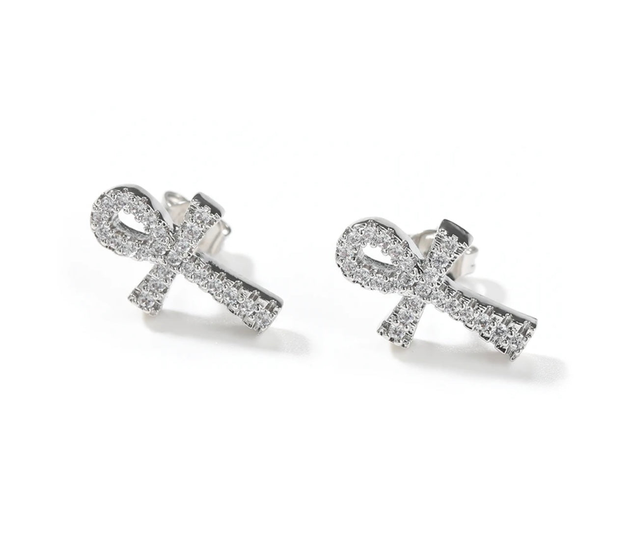 ANKH- 15 mm Icy Ankh stud earrings