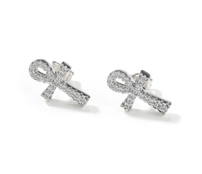 ANKH- 15 mm Icy Ankh stud earrings