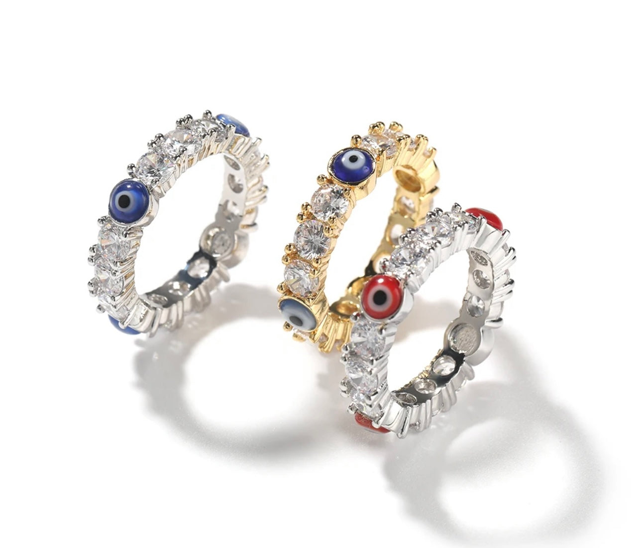 EE RING - 4 mm Round stone evil eye tennis ring