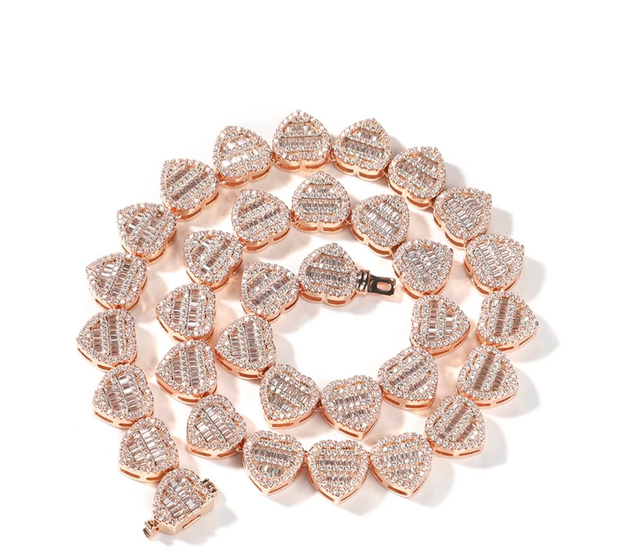 HEART ON ICE- 12 mm baguette heart necklace