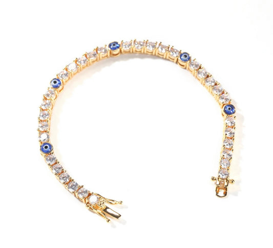 POUND- 4 mm round stone evil eye anklet