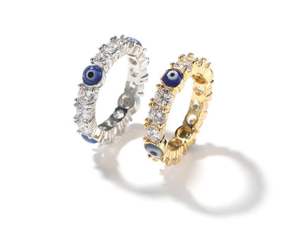 EE RING - 4 mm Round stone evil eye tennis ring