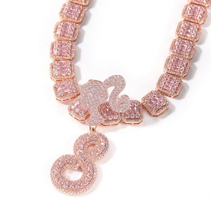 BARBIE GIRL LETTER- 4.7 cm Barbie hook, single letter pendant