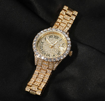PRINCE$$ CUT- 3.5 cm Icy roman numeral dial, quartz watch