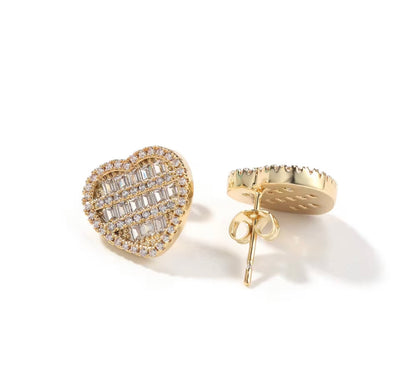 HEART STOPPER- 14 mm Heart shaped Baguette stud earrings