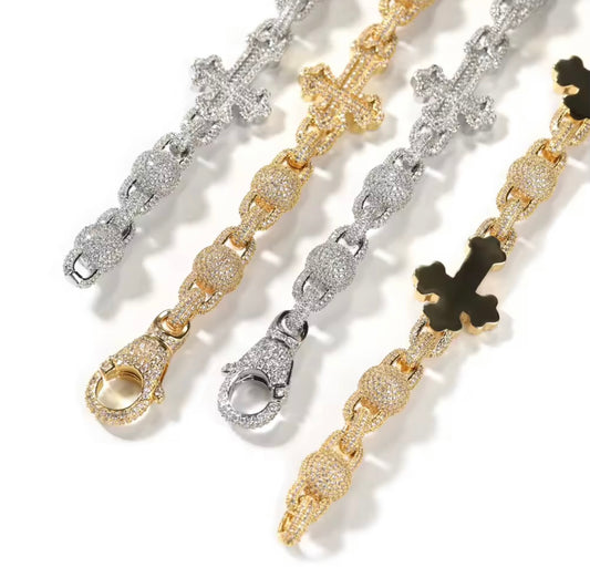 CROSS BALLPOINT BRACELET- 19 mm ball-beaded cross bracelet