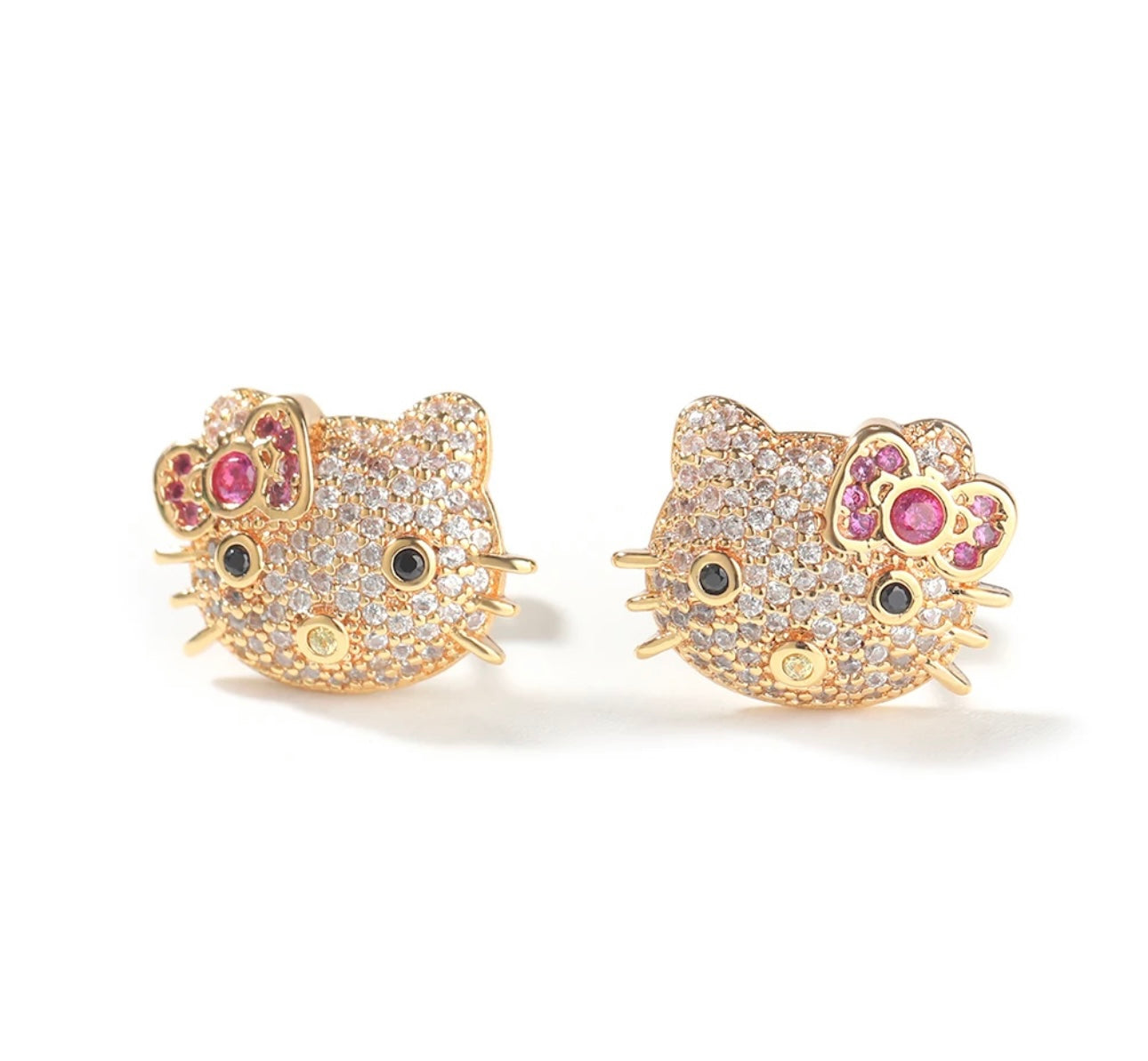 ICY KITTY EARRINGS - 14 mm Inspired hello Kitty earrings