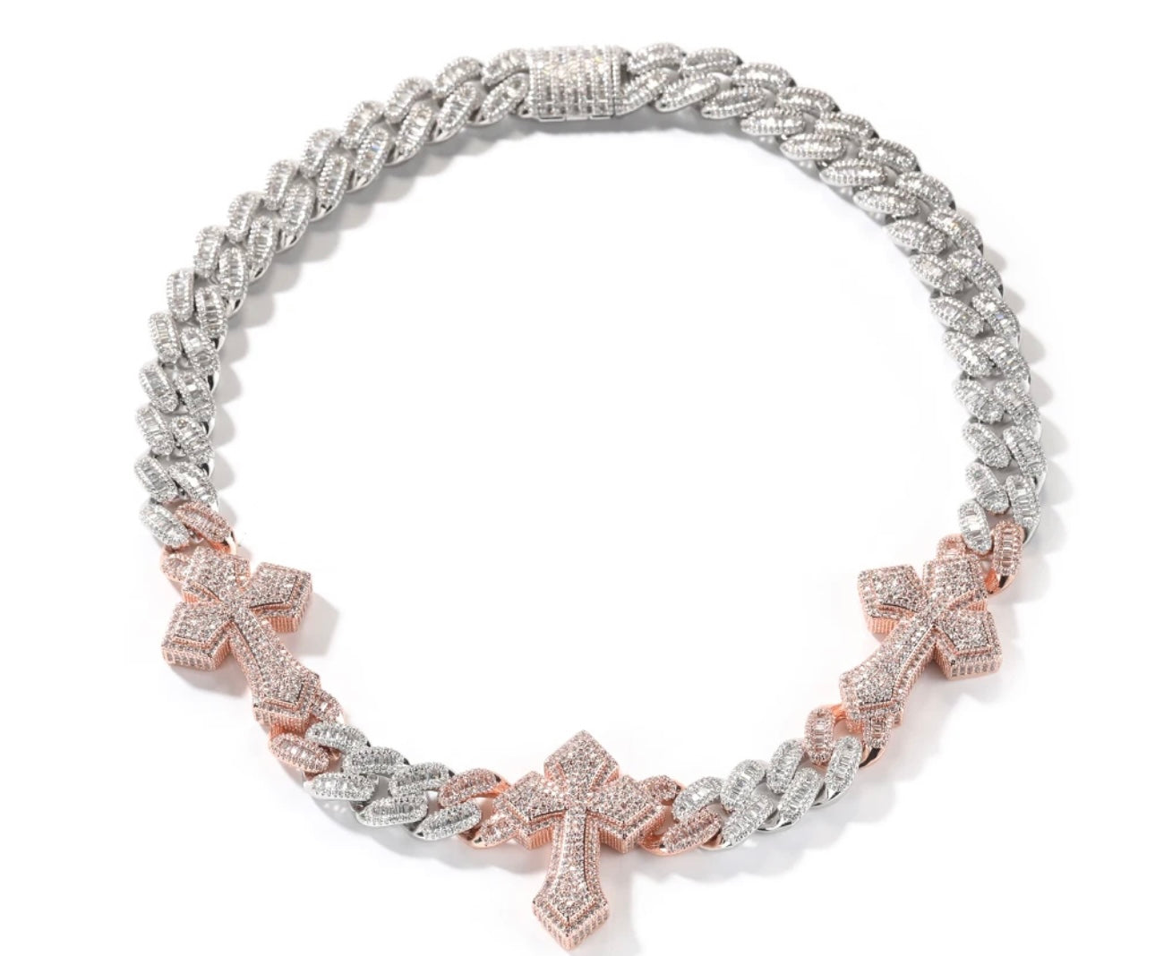 TRIPLE - 15.5 mm Triple cross Baguette Cuban link Chain