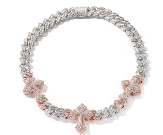 TRIPLE - 15.5 mm Triple cross Baguette Cuban link Chain