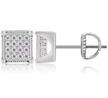 STUD- 925 Sterling silver square cluster Moissanite stud earrings