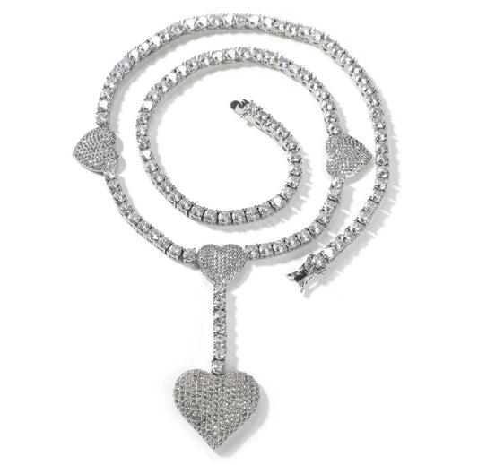 REMY MA- 4 mm micro paved heart tennis chain