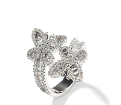 SEEING DOUBLE- 4.6 mm Baguette open double butterlfy ring
