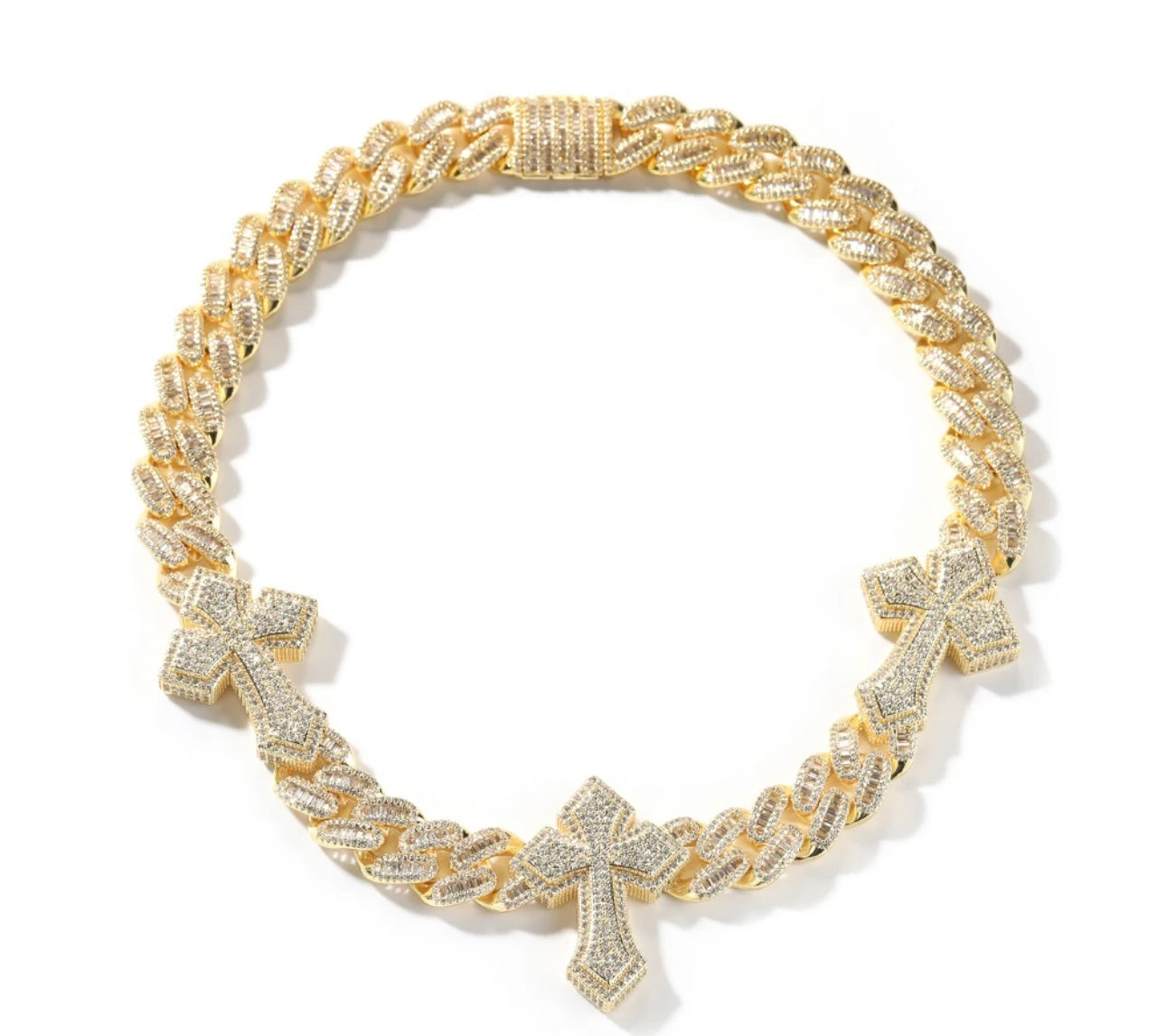 TRIPLE - 15.5 mm Triple cross Baguette Cuban link Chain