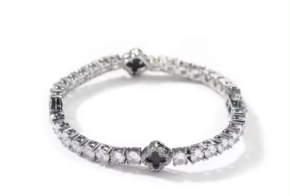 LUCKY- 4  mm Round stone clover tennis bracelet