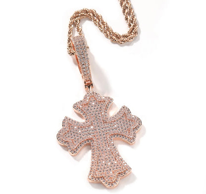 CROSSBRED- 8.4 cm Icy cross pendant