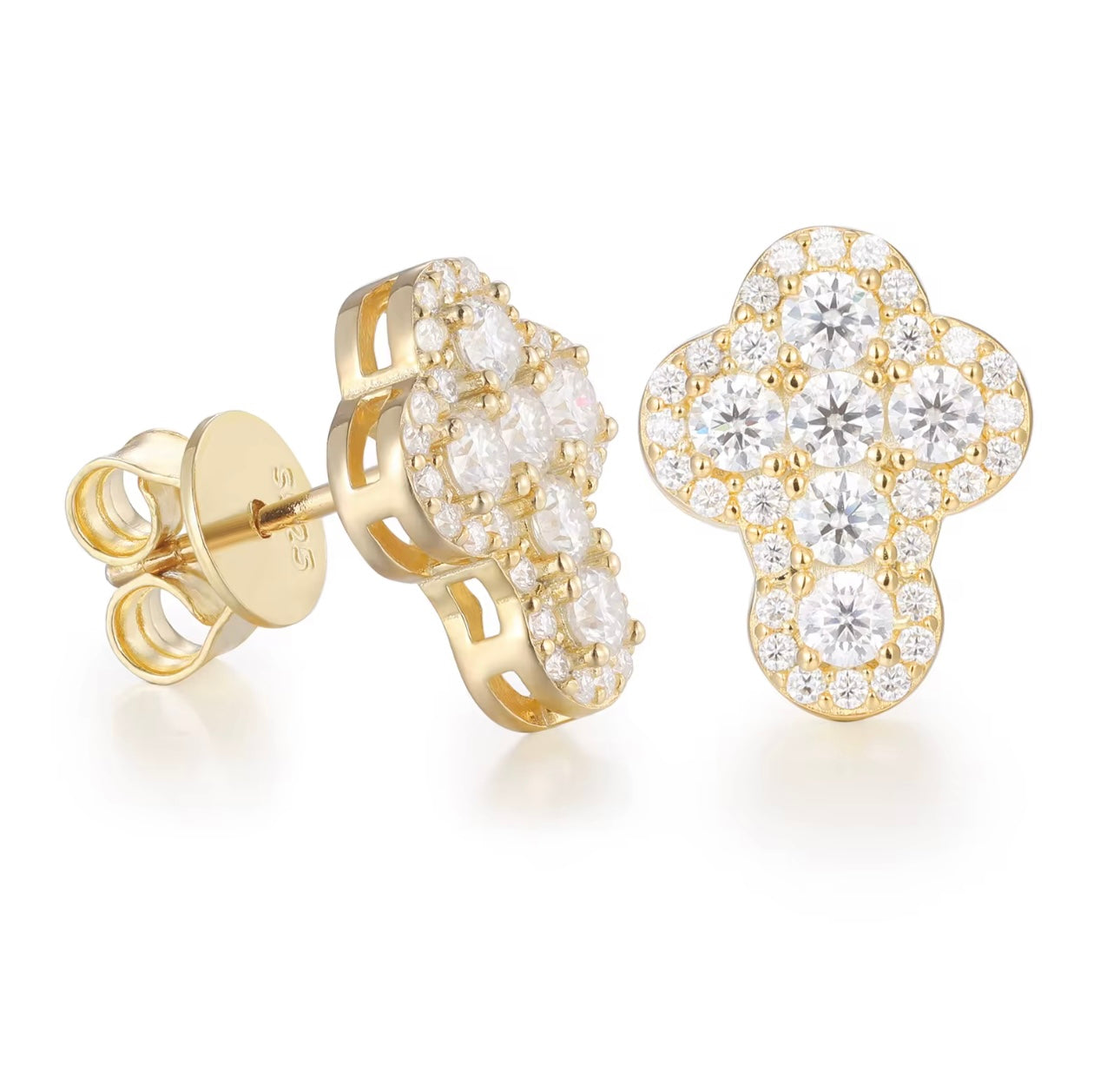 CROSS- 925 Sterling silver cross shaped Moissanite stud earrings