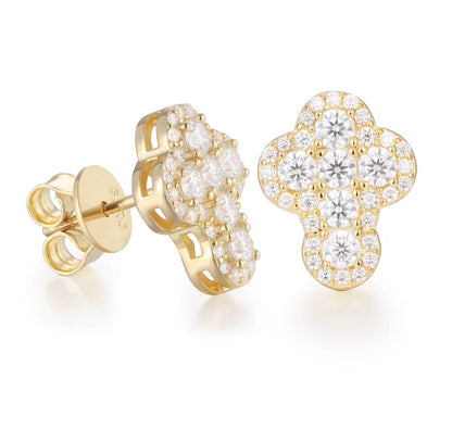 CROSS- 925 Sterling silver cross shaped Moissanite stud earrings