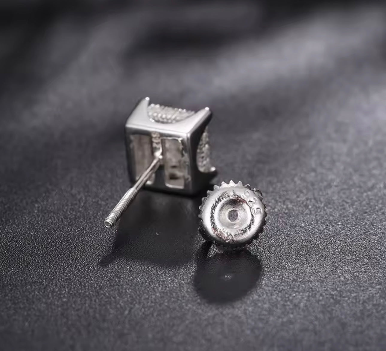STUD- 925 Sterling silver square cluster Moissanite stud earrings