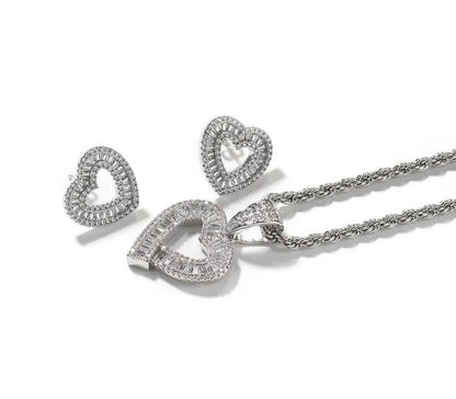 MATCHY-MATCHY- 3.3 cm Heart pendant & earrings set